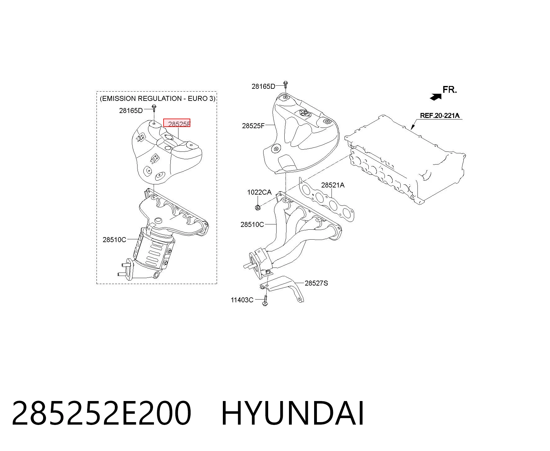 285252E200 Hyundai/Kia Крышка выпускного коллектора