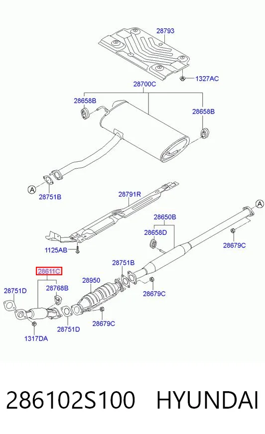 286102S100 Hyundai/Kia Глушитель, передняя часть