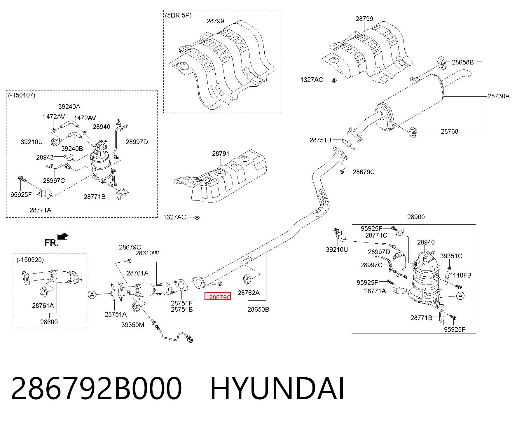 286792B000 Hyundai/Kia Гайка крепления приемной трубы глушителя (штанов)