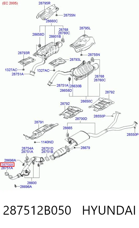 287512B050 Hyundai/Kia Прокладка штанов