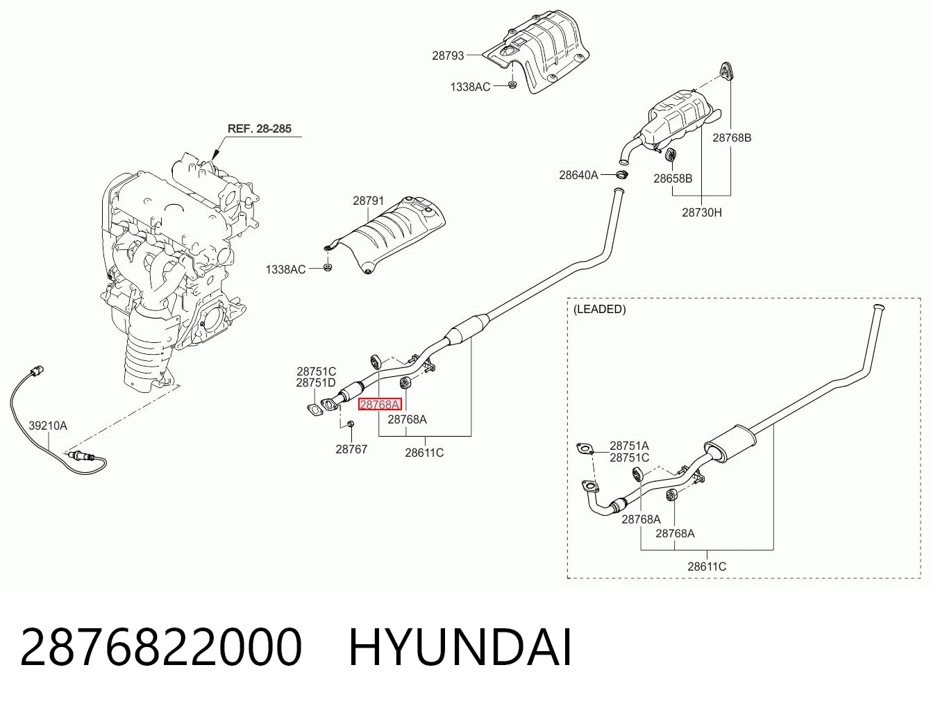 2876822000 Hyundai/Kia Крепление глушителя