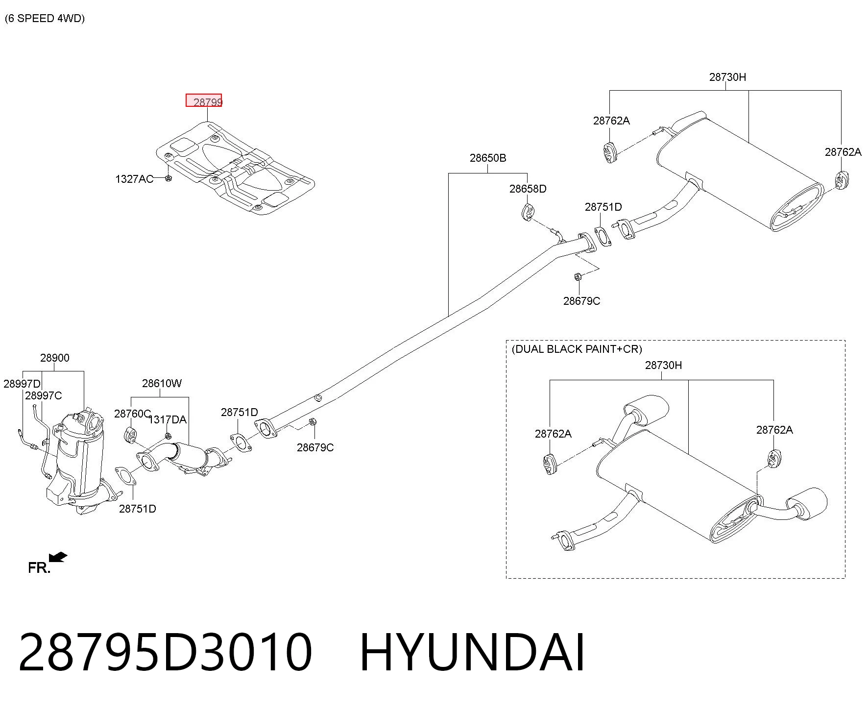 28795D3010 Hyundai/Kia Тепловой экран выхлопной системы