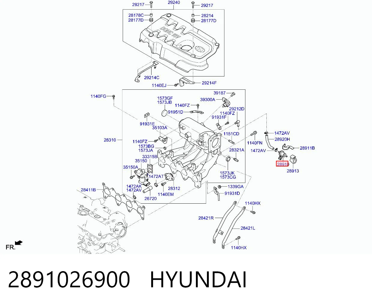 2891026900 Hyundai/Kia Клапан продувки катализатора