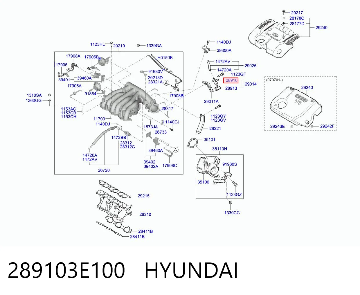 289103E100 Hyundai/Kia Клапан продувки катализатора