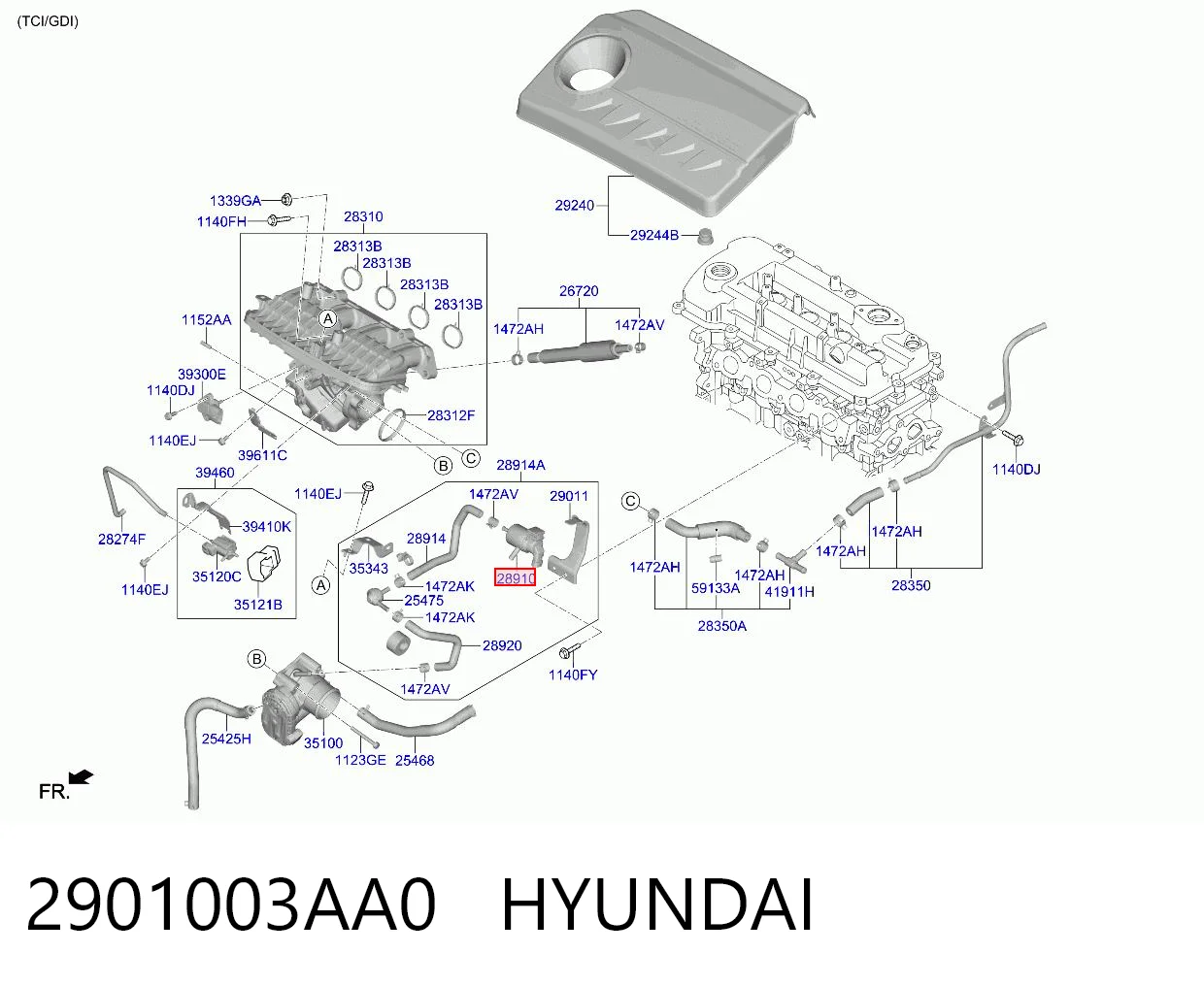 2901003AA0 Hyundai/Kia Клапан вентиляции газов топливного бака