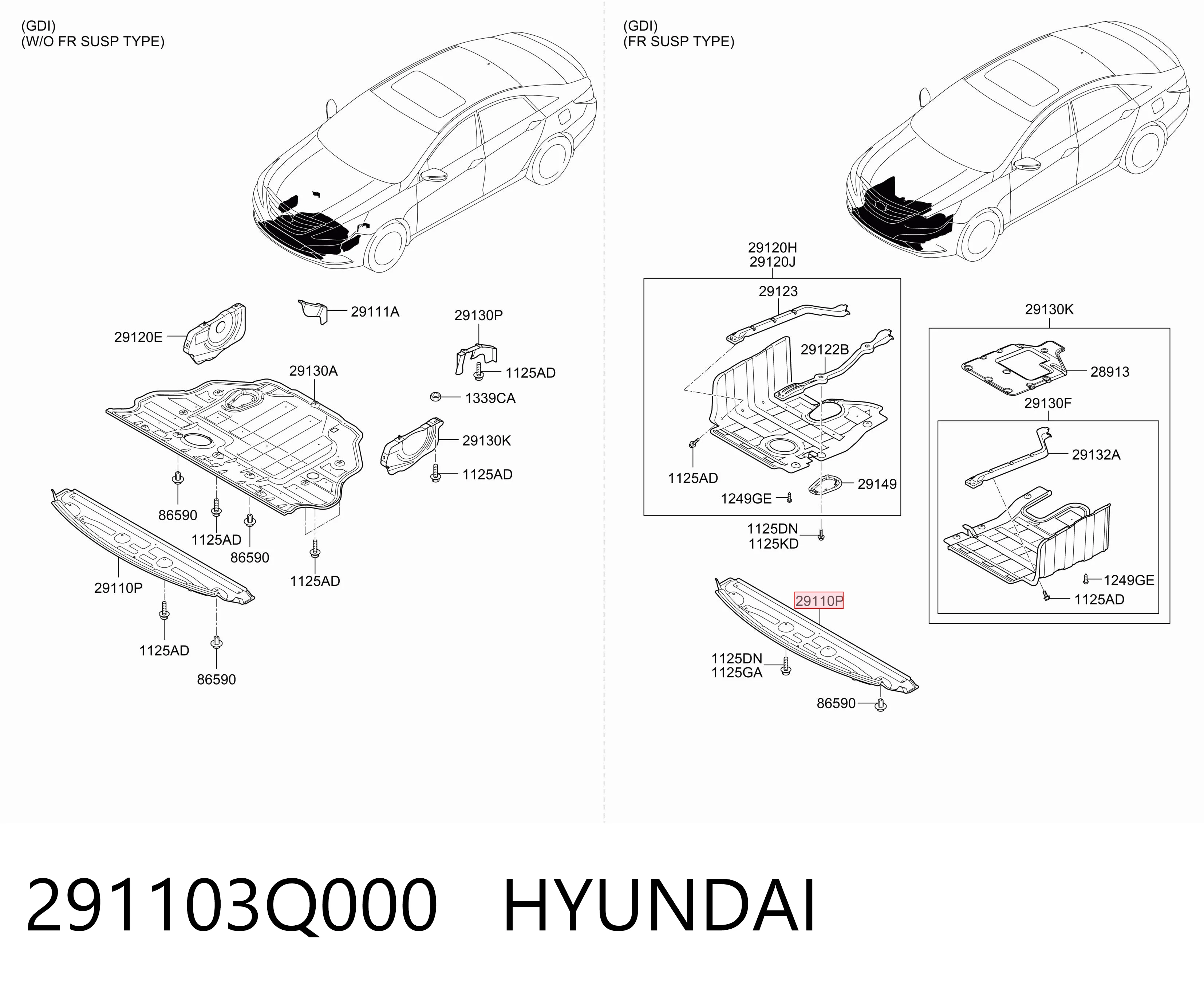 291103Q000 Hyundai/Kia Защита картера двигателя
