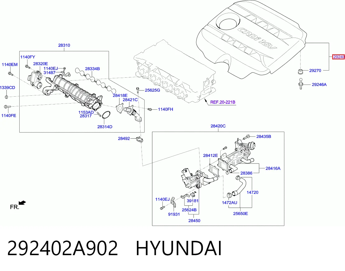 Крышка мотора декоративная Hyundai I40 I седан (VF) (2012 - 2019) цена, от 27.57 USD
