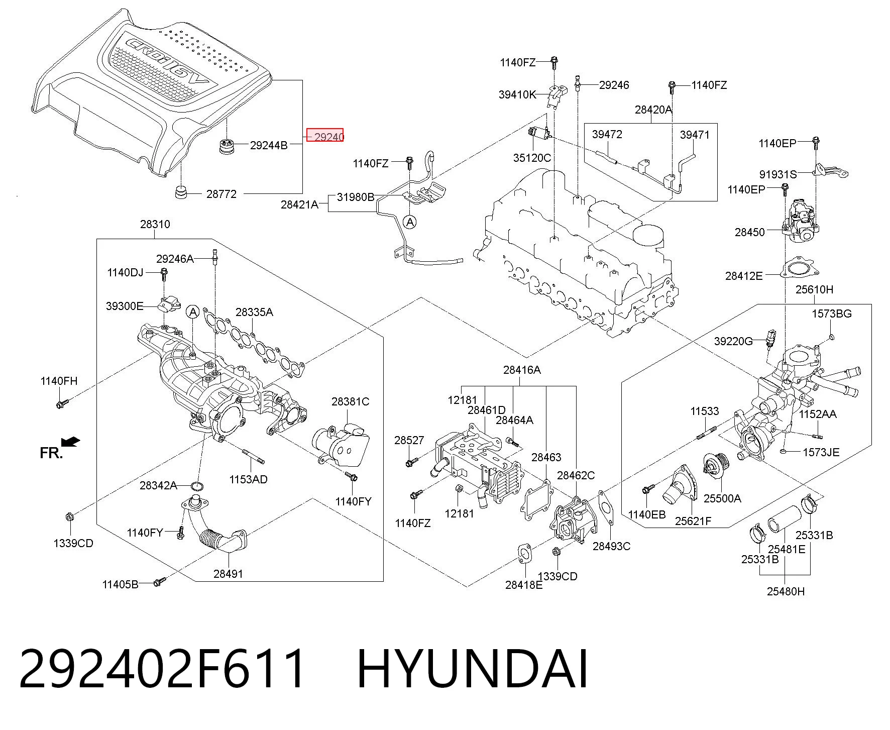 292402F611 Hyundai/Kia Крышка мотора декоративная