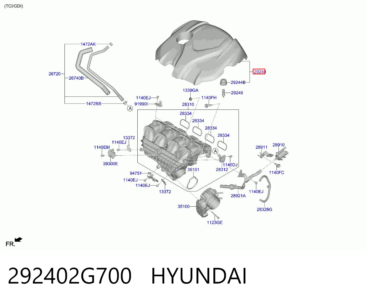 292402G700 Hyundai/Kia Экран двигателя