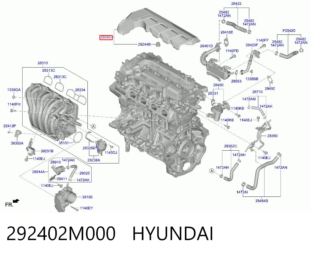 292402M000 Hyundai/Kia Крышка мотора декоративная
