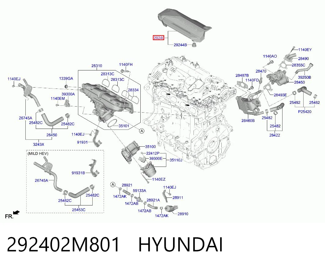 292402M801 Hyundai/Kia Крышка мотора декоративная