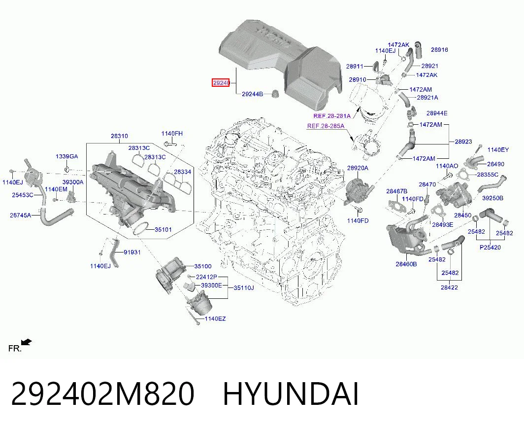 292402M820 Hyundai/Kia Крышка мотора декоративная