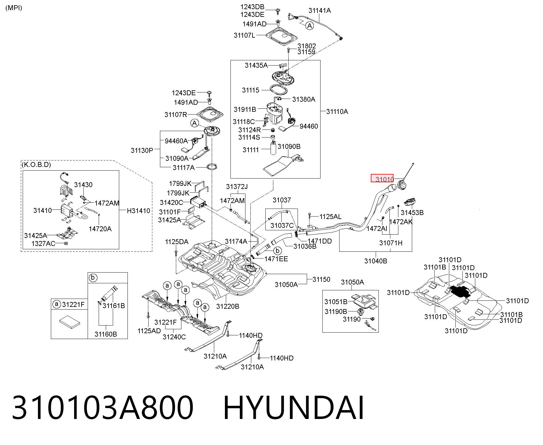 310103A800 Hyundai/Kia Крышка топливного Бака