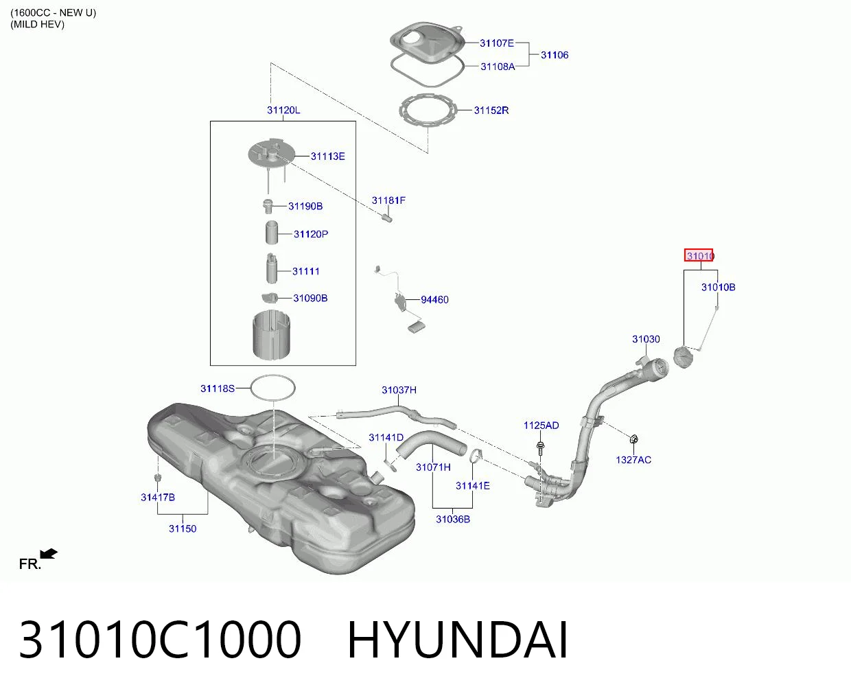 31010C1000 Hyundai/Kia Крышка топливного Бака