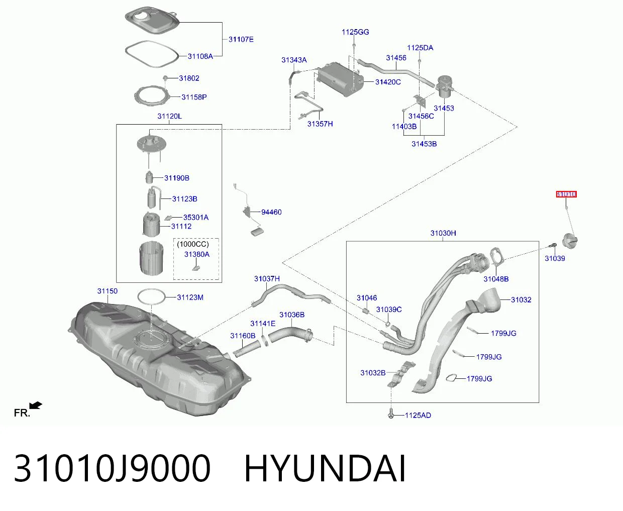 31010J9000 Hyundai/Kia Крышка топливного Бака