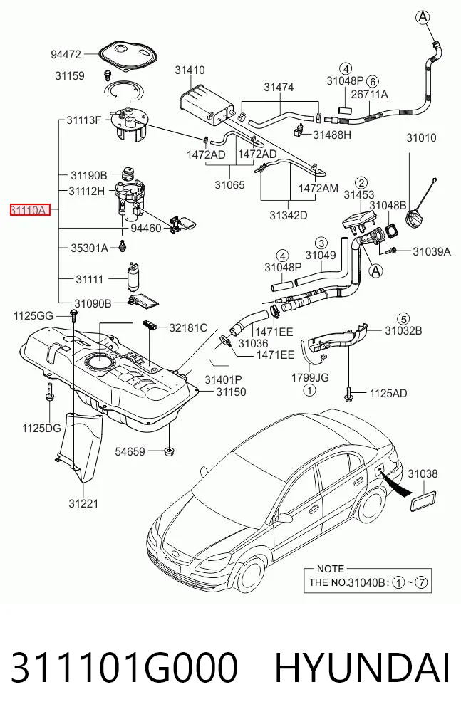 311101G000 Hyundai/Kia Электробензонасос
