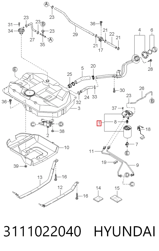 3111022040 Hyundai/Kia Элемент турбинка топливного насоса