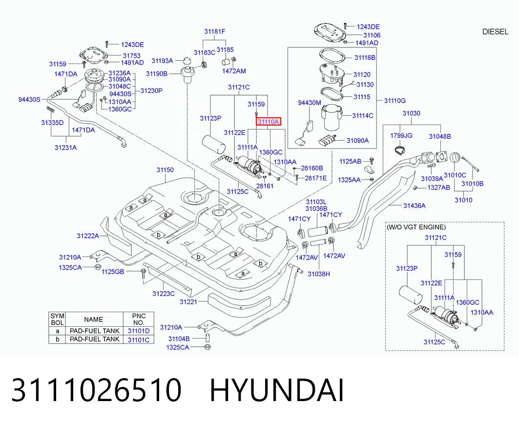 3111026510 Hyundai/Kia Электробензонасос