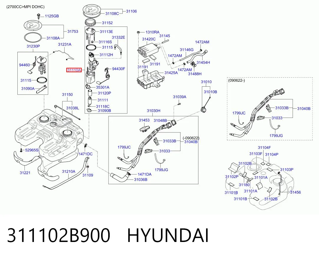 311102B900 Hyundai/Kia Электробензонасос