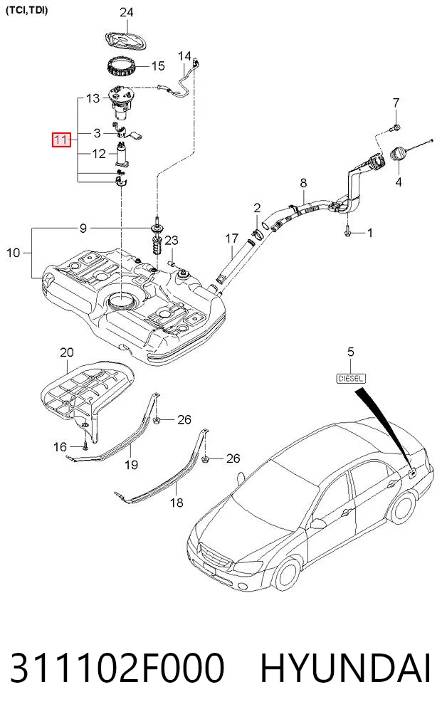 Модуль бензонасоса KIA Cerato I хэтчбек (LD) (2004 - 2007) цена, от 85.35 USD