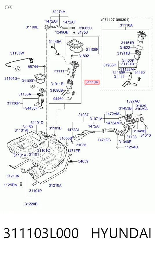 311103L000 Hyundai/Kia Топливный насос электрический погружной