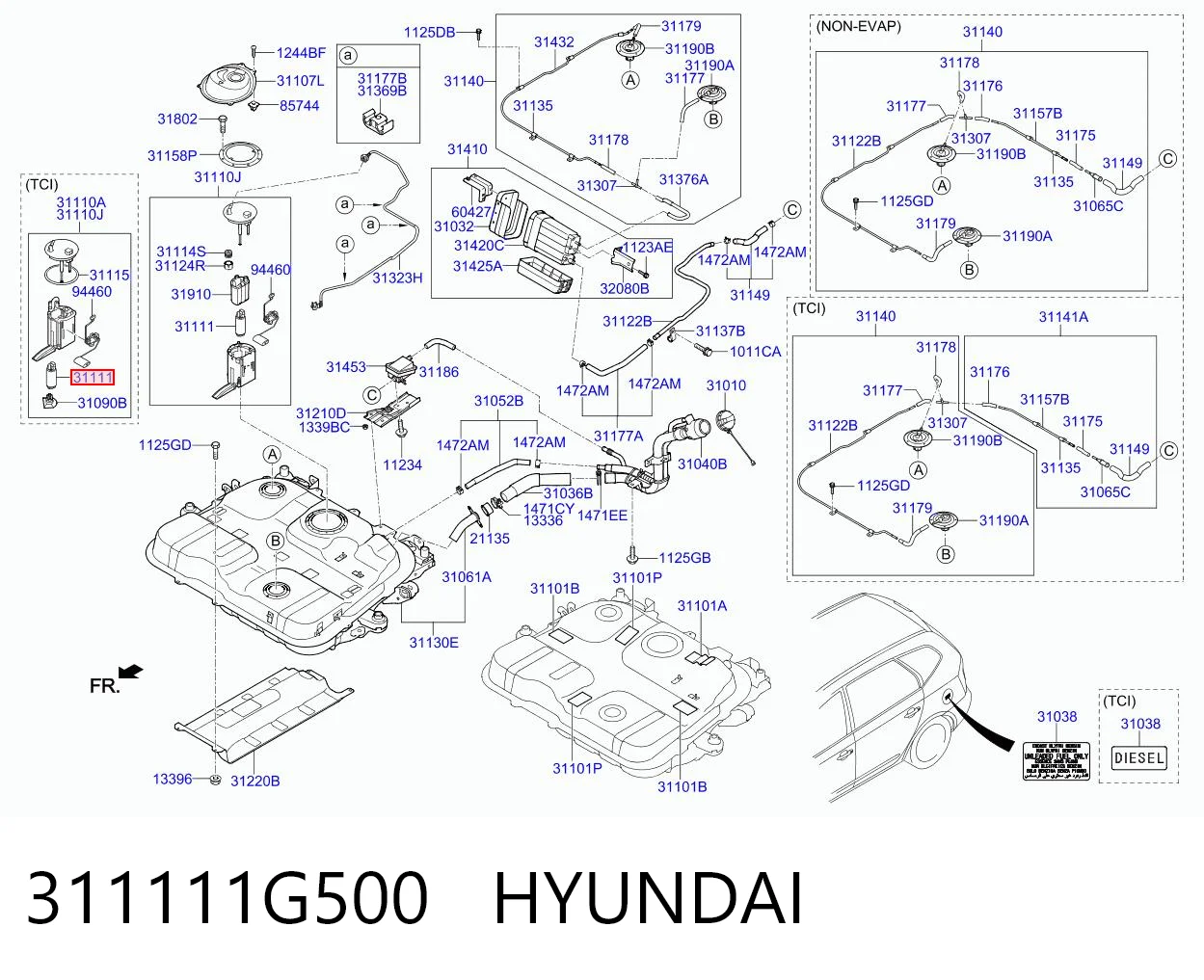 311111G500 Hyundai/Kia Электробензонасос