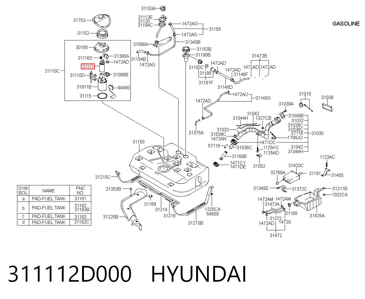 311112D000 Hyundai/Kia Элемент турбинка топливного насоса