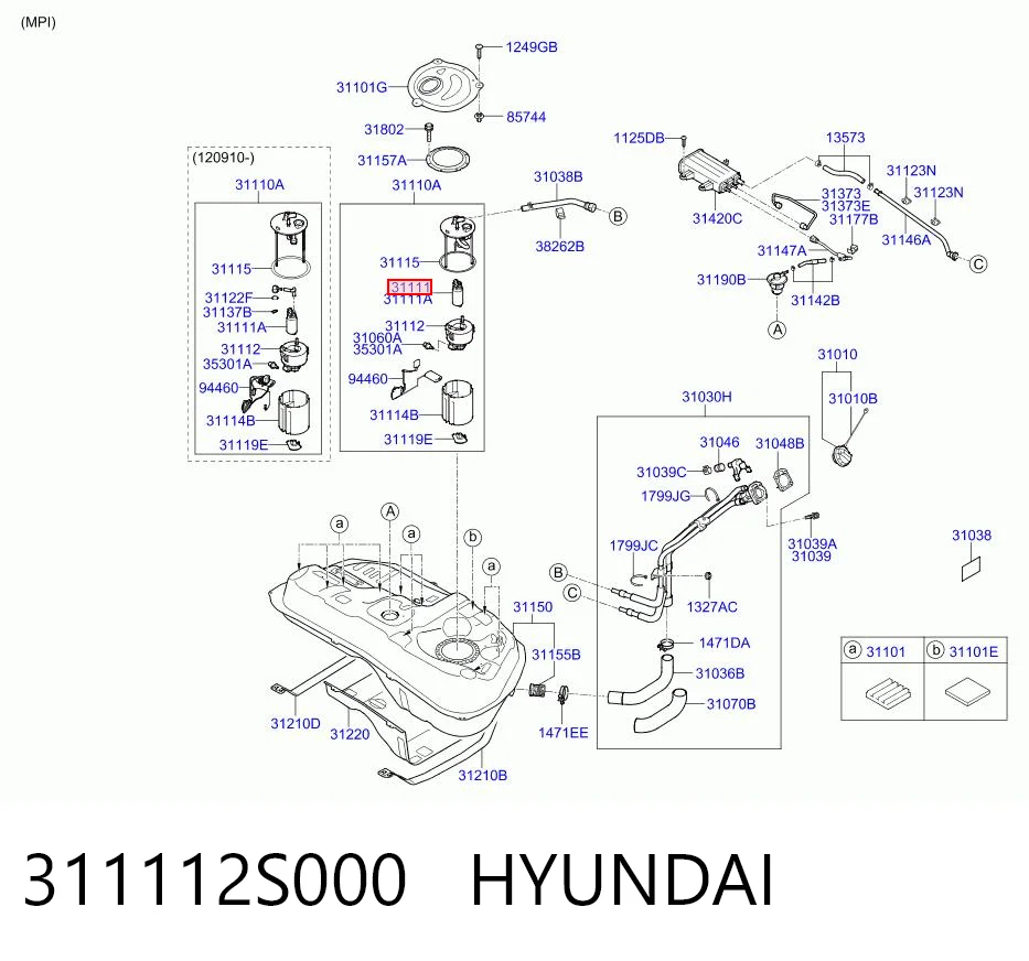 311112S000 Hyundai/Kia Элемент турбинка топливного насоса