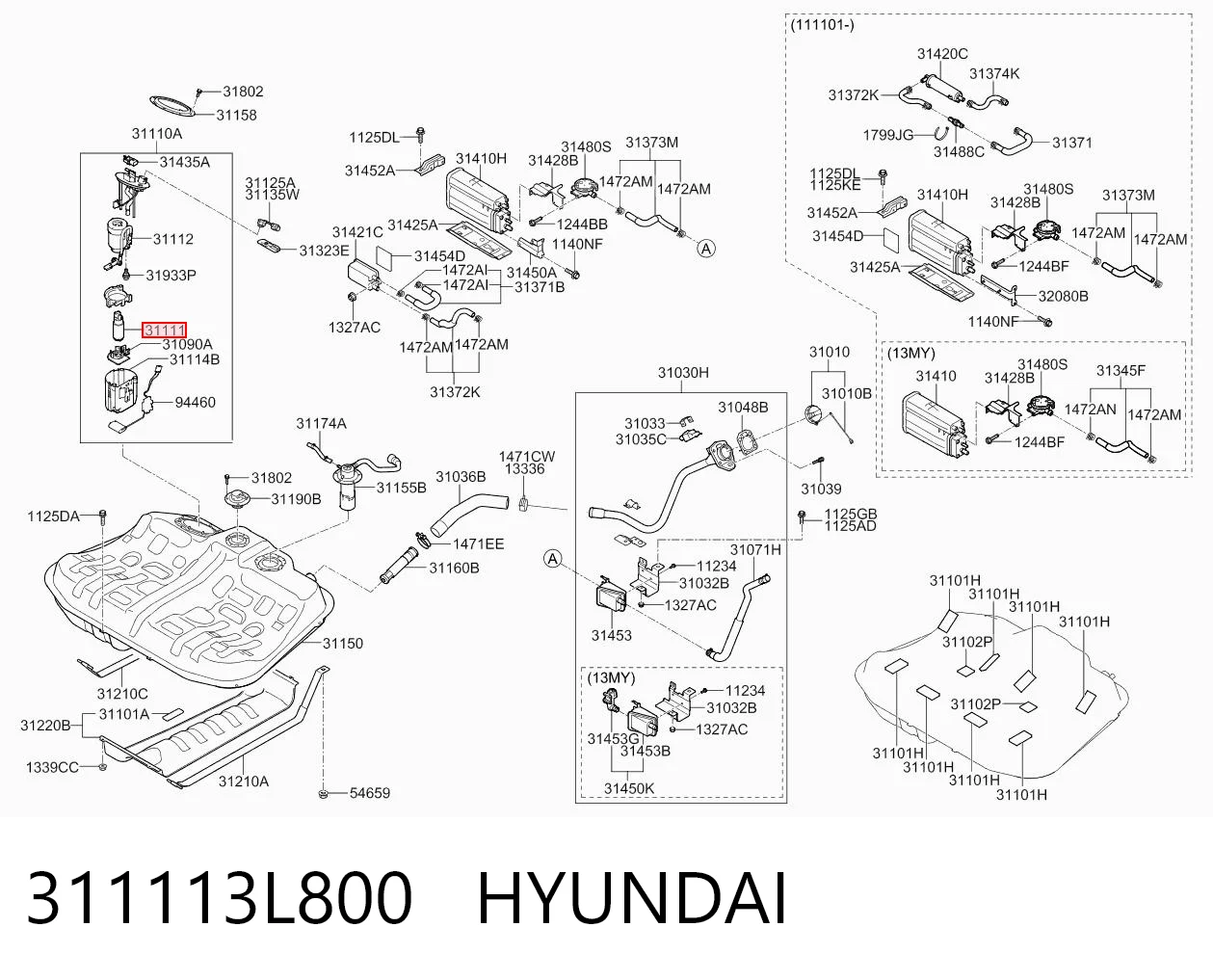 311113L800 Hyundai/Kia Элемент турбинка топливного насоса