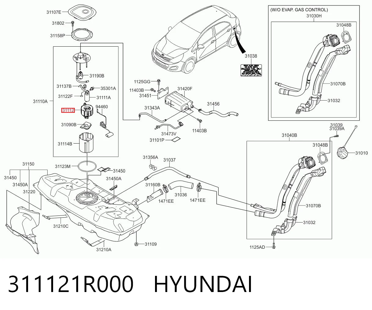 311121R000 Hyundai/Kia Фильтр топлива