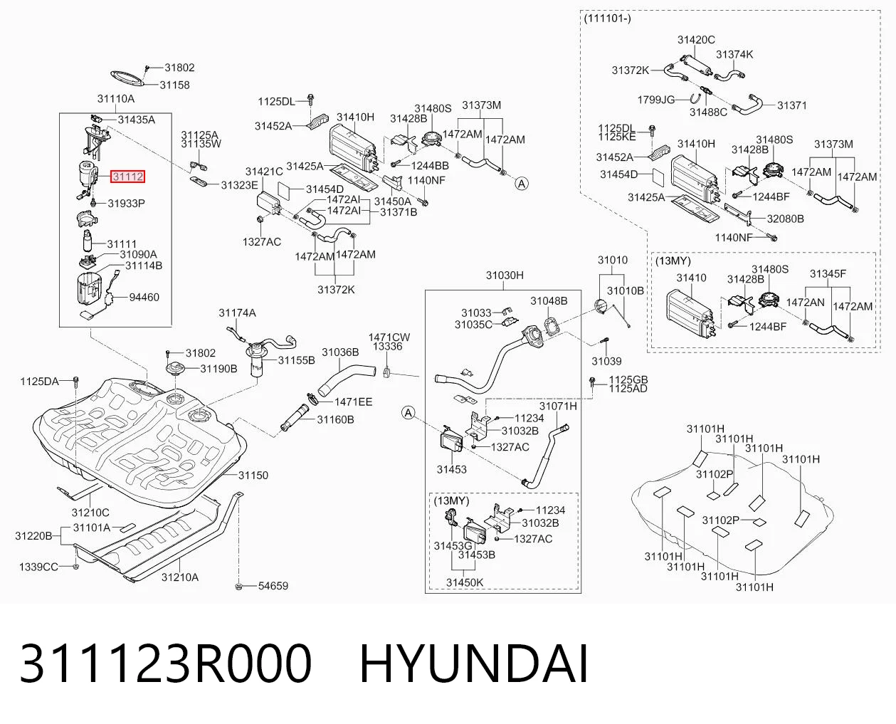 311123R000 Hyundai/Kia Фильтр топлива