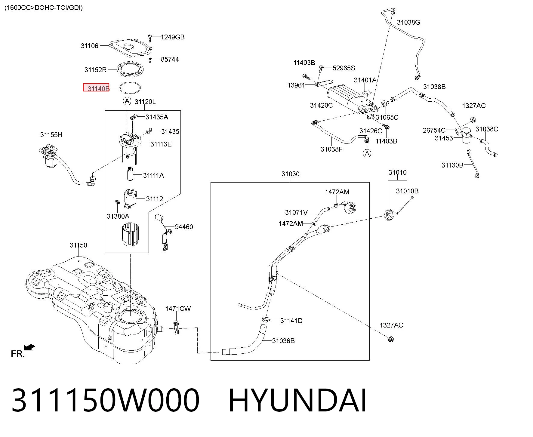 311150W000 Hyundai/Kia Прокладка датчика уровня (топл.бак)