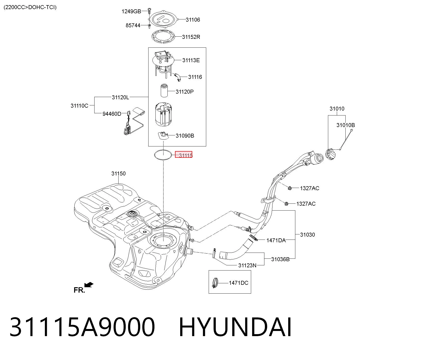 31115A9000 Hyundai/Kia Прокладка датчика уровня топлива / топливного насоса (топл.бак)