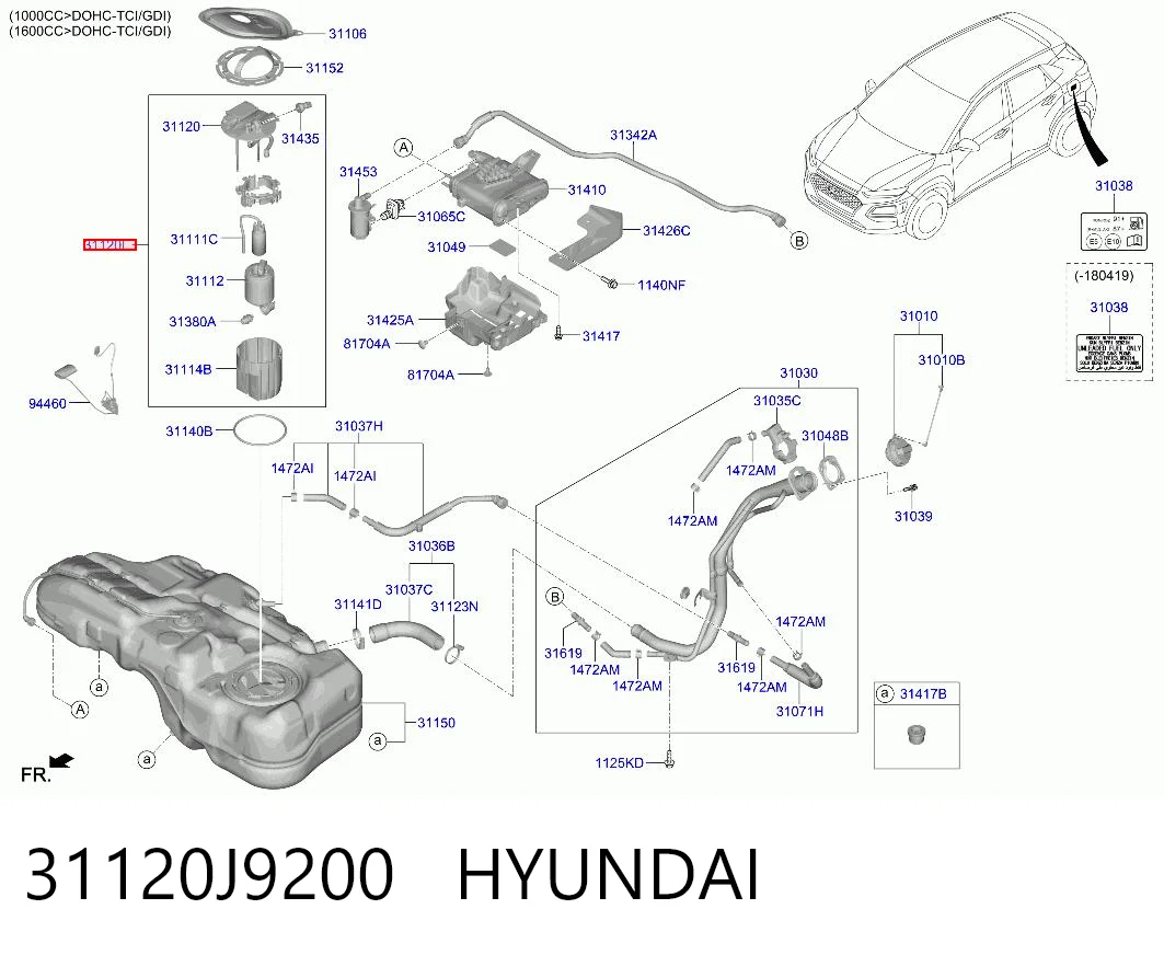 31120J9200 Hyundai/Kia Электробензонасос