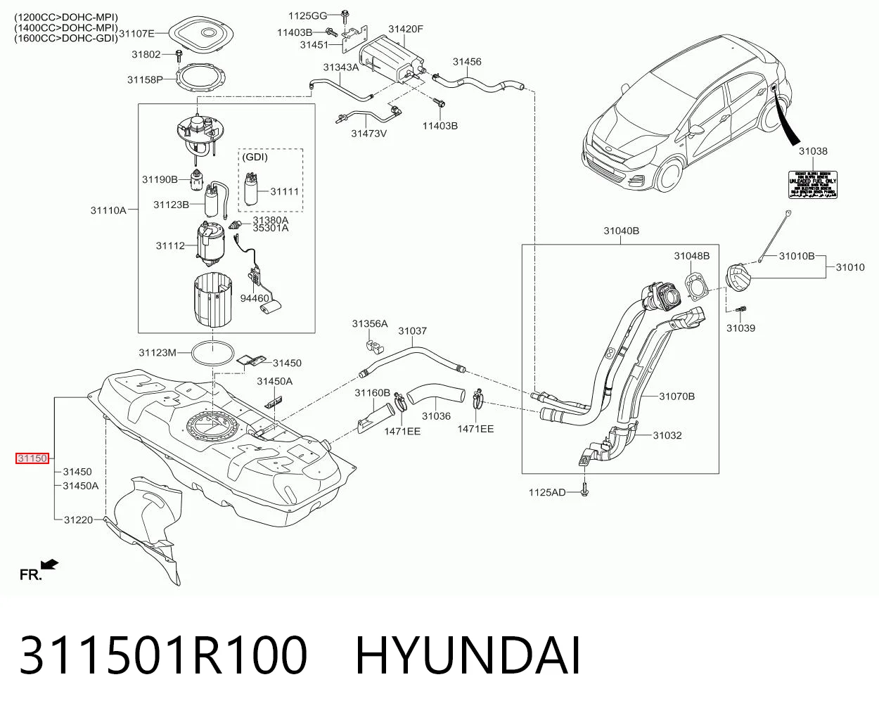 Бак топливный на KIA Rio III UB