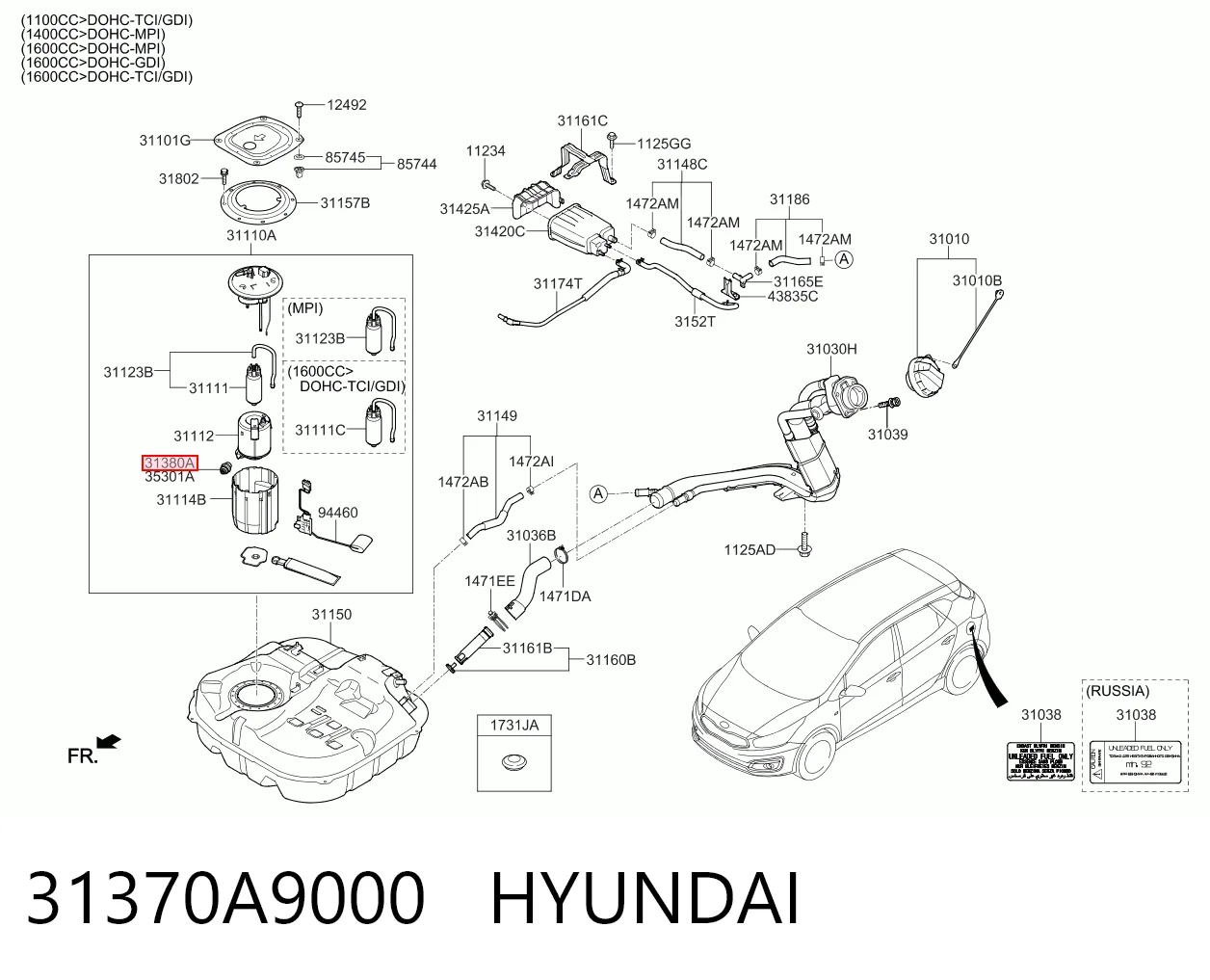 Регулятор давления в топливной рейке на Hyundai Sonata VIII DN8