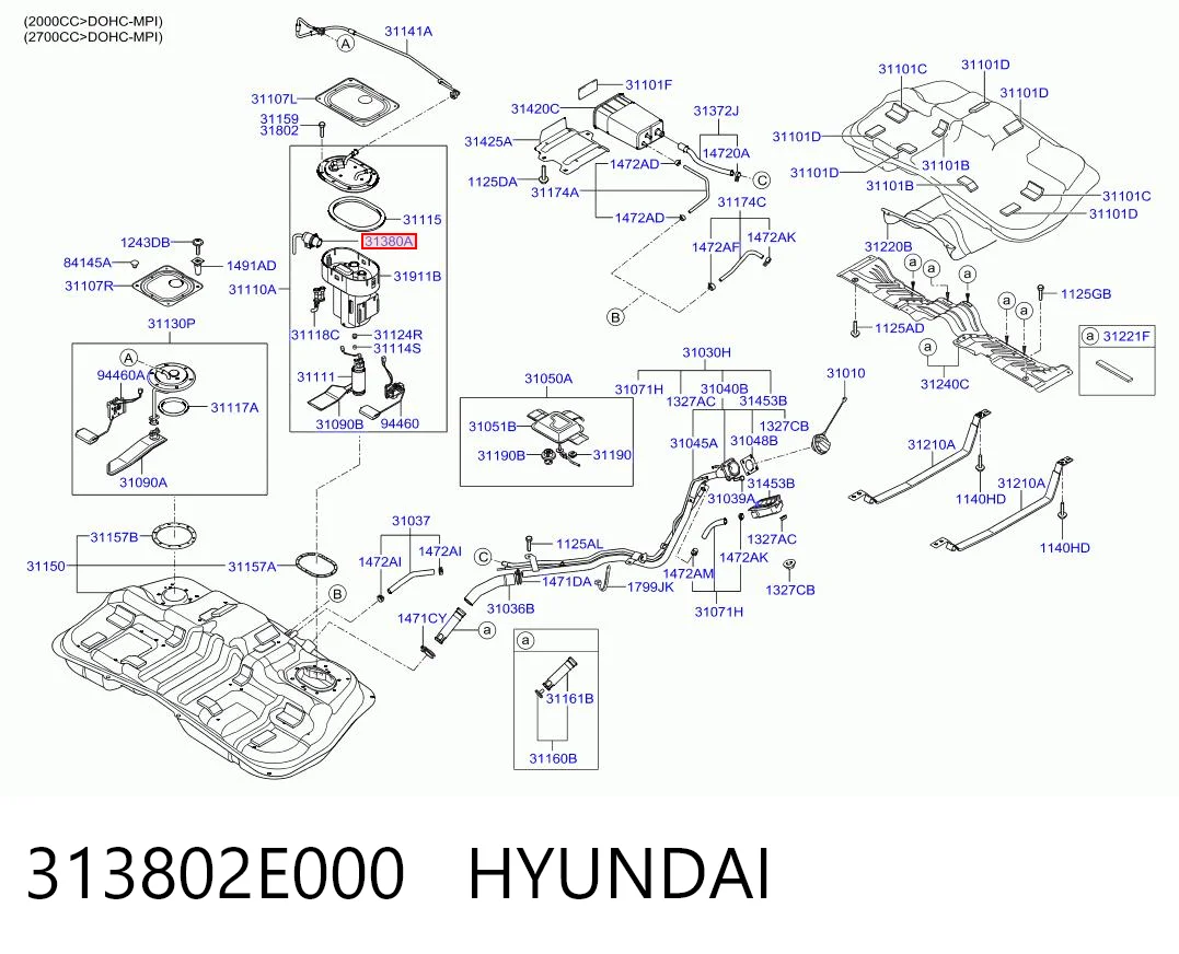 313802E000 Hyundai/Kia Регулятор давления топлива модуля топливного насоса в баке