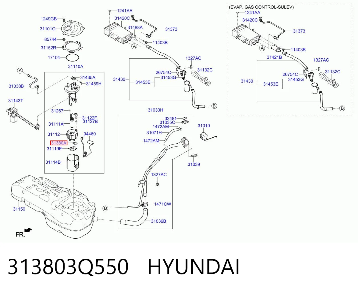 313803Q550 Hyundai/Kia Регулятор давления в топливной рейке