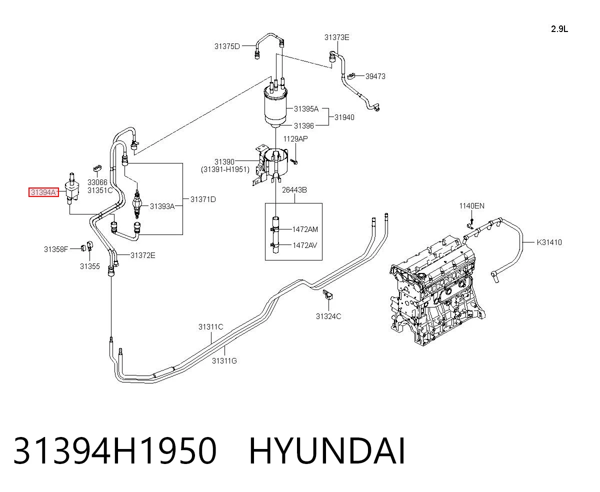 31394H1950 Hyundai/Kia Подогреватель топлива