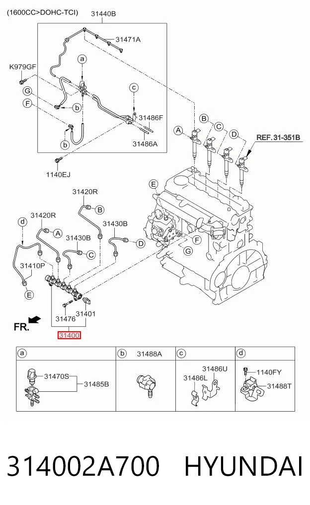 314002A700 Hyundai/Kia Распределитель топлива (рампа)