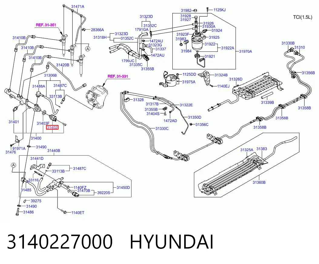 3140227000 Hyundai/Kia Регулятор давления в топливной рейке