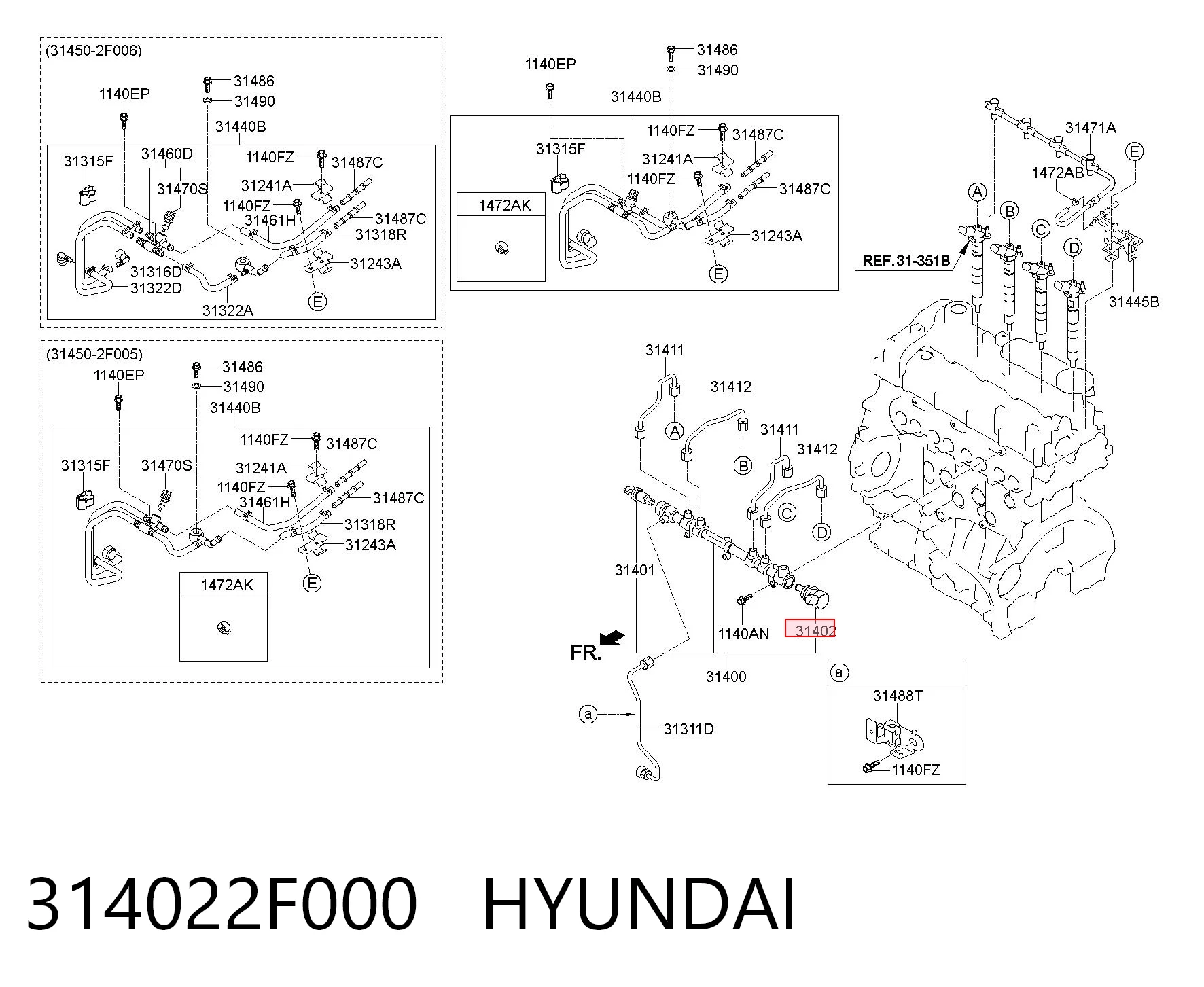 314022F000 Hyundai/Kia Регулятор давления в топливной рейке