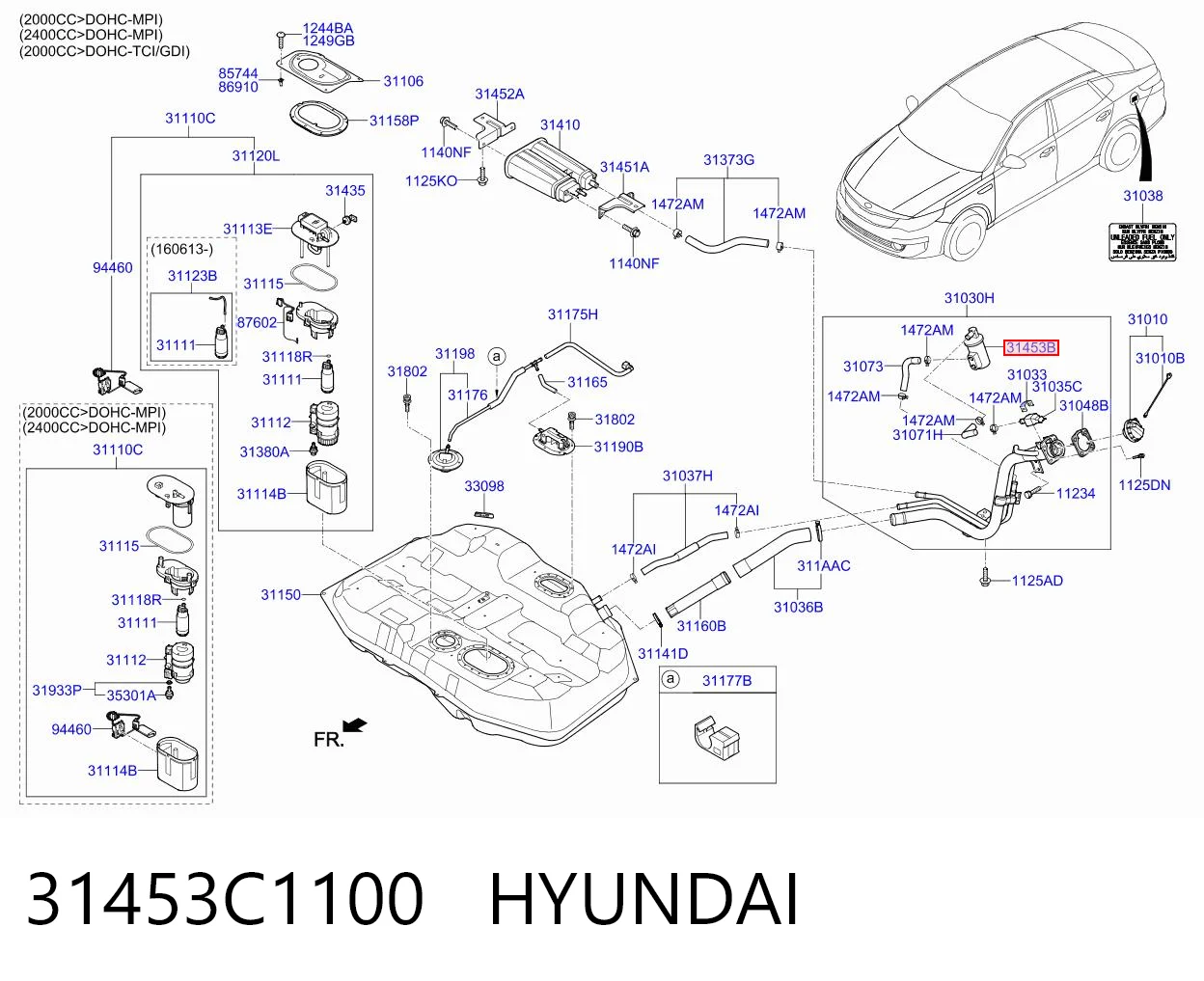 31453C1100 Hyundai/Kia Фильтр-адсорбер топливных паров