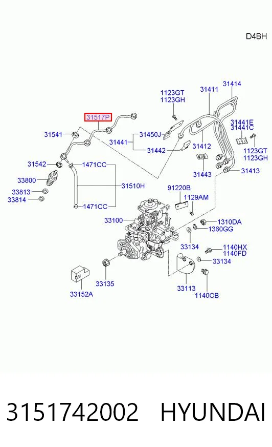 3151742002 Hyundai/Kia Трубка топливная обратная от форсунок