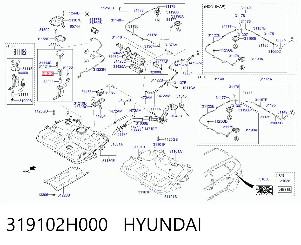 319102H000 Hyundai/Kia Фильтр топлива