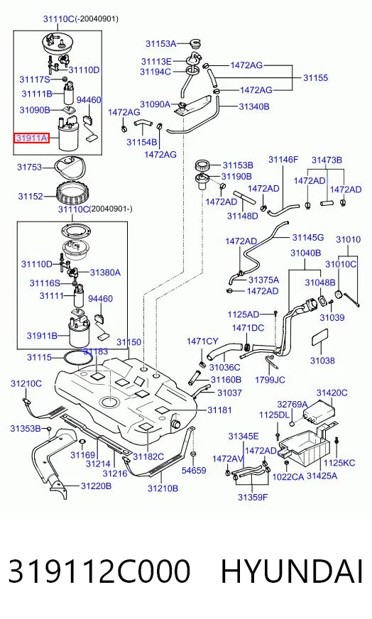 319112C000 Hyundai/Kia Фильтр топлива