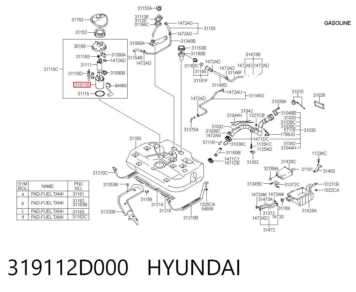 319112D000 Hyundai/Kia Фильтр топлива