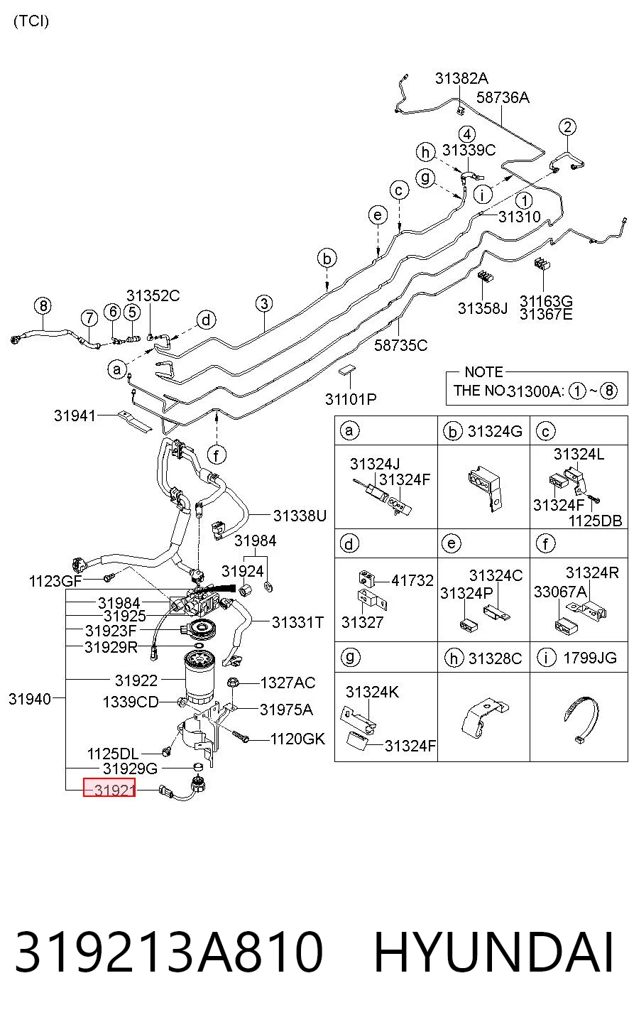 319213A810 Hyundai/Kia Датчик уровня воды топливного фильтра