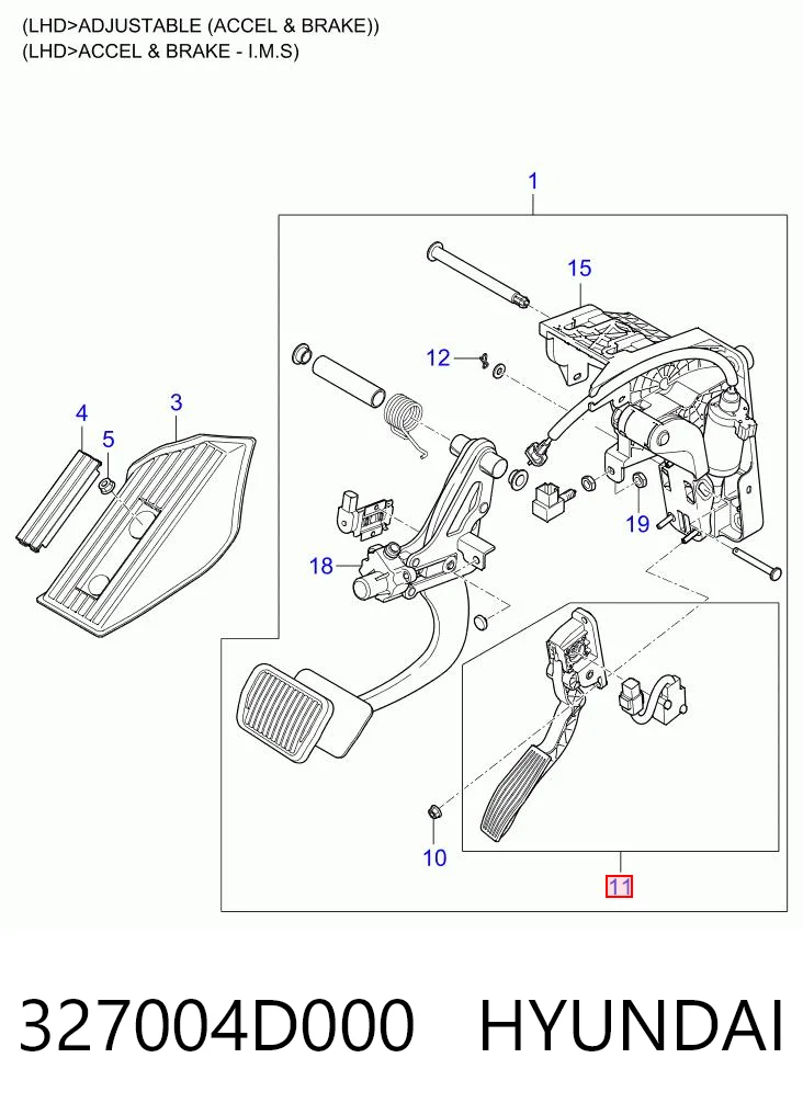 327004D000 Hyundai/Kia Педали газа