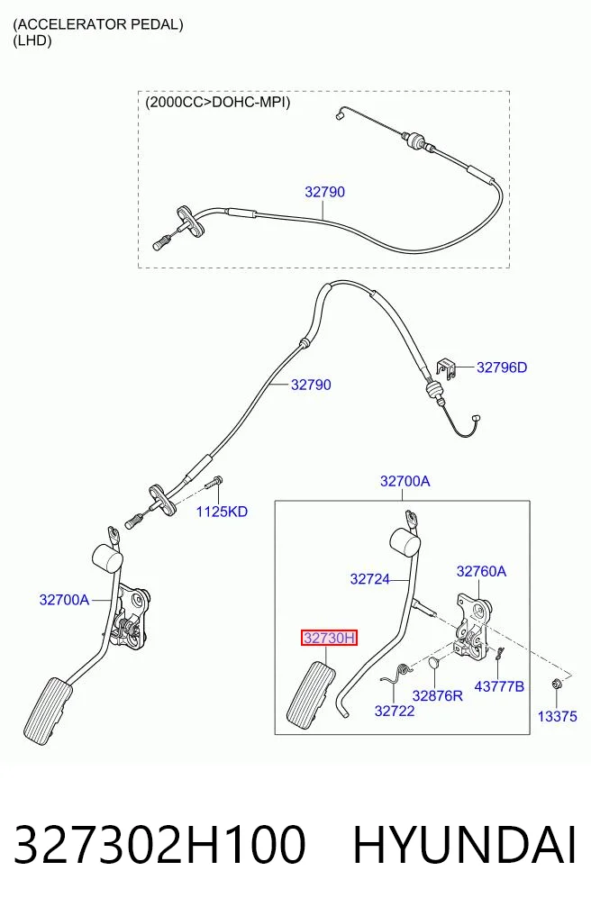 327302H100 Hyundai/Kia Накладка педали газа (акселератора)